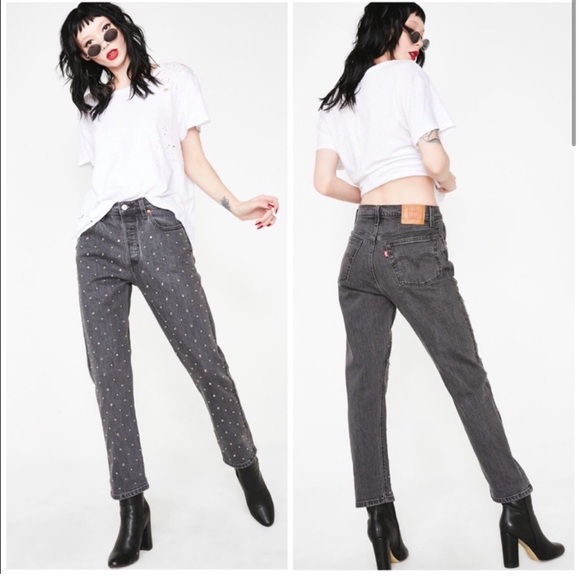 NEW Levi's 501 Denim Studded Jeans Gray 29 - Picture 1 of 7